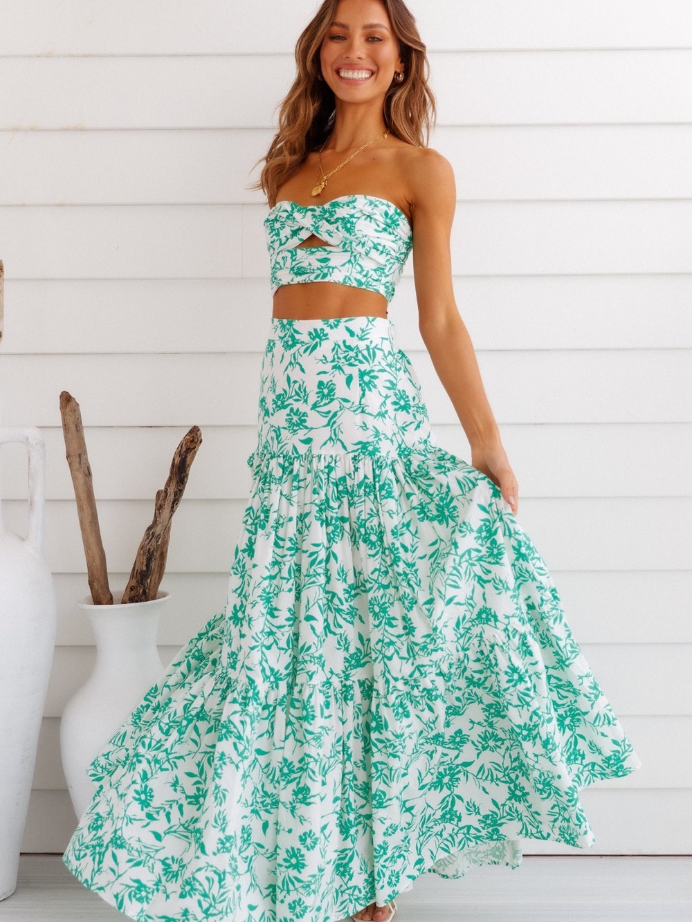 Runaway The Label - Ayla Maxi Skirt in Green - XS - NWT